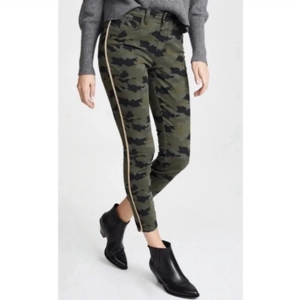 L’ AGENCE Margot High Rise Camo with Gold Stripe Skinny Jeans Size 28